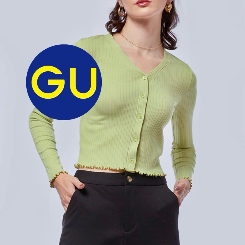 [NEW] GLOBAL UNIQLO GU cardigan softknit green atasan inner lidi rajut tiramisu hijau melon soft