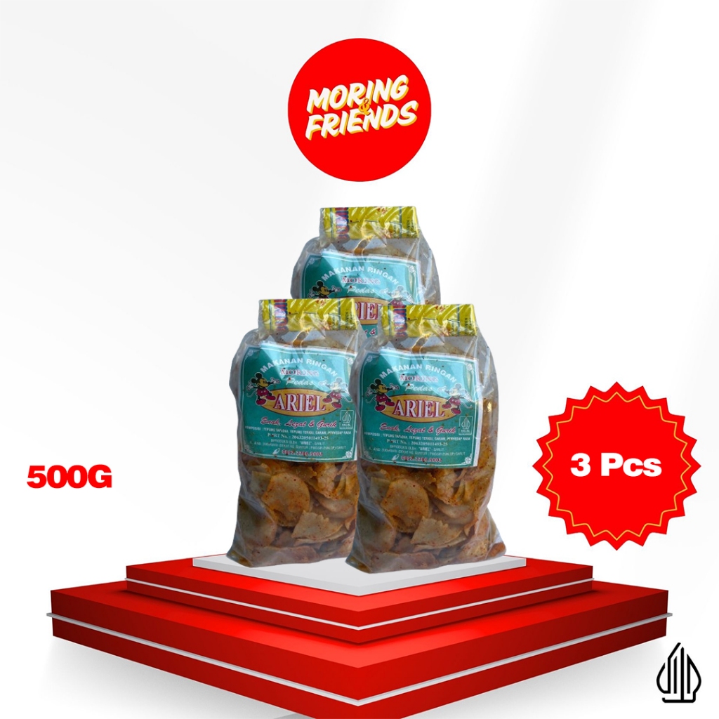 

[3 PCS] KERIPIK MORING PEDAS GURIH / KRIPIK MOLRING CIMOL KERING PEDAS MURAH 500G