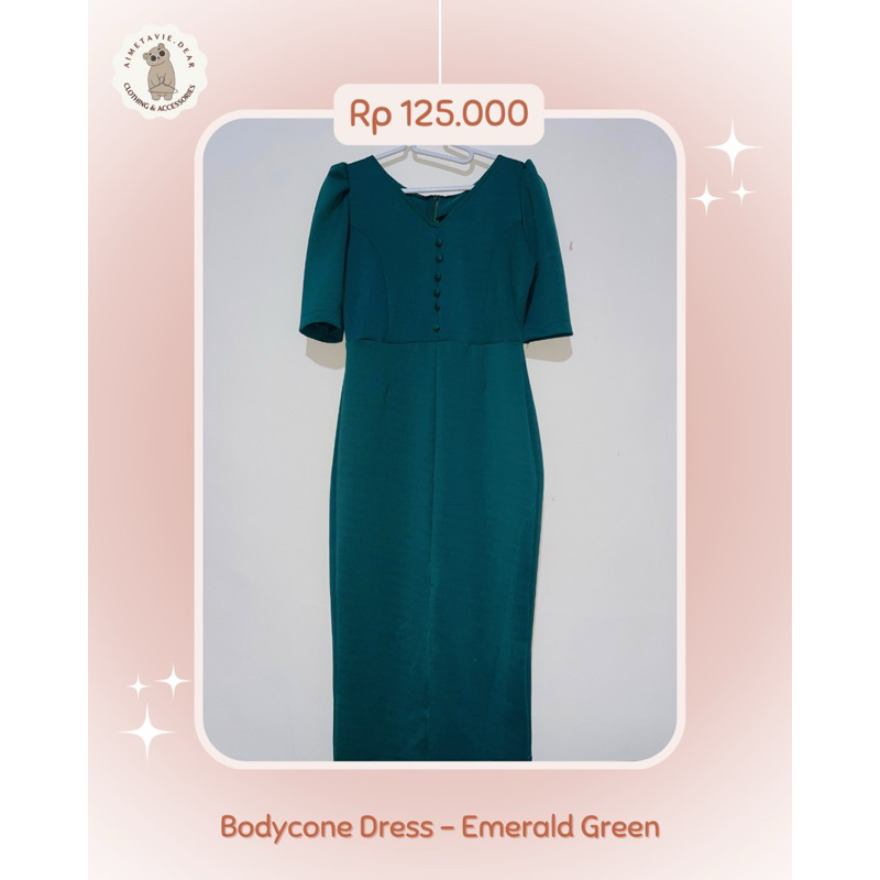 [PRELOVED] DRESS BODYCON KANCING - EMERALD GREEN