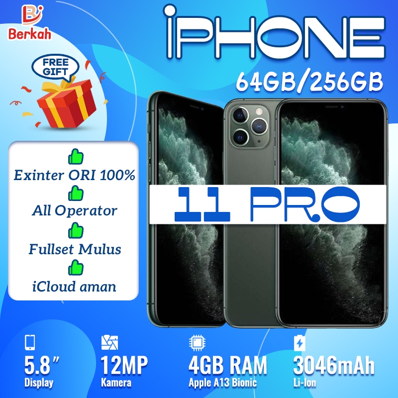 iPhone 11 Pro Second 64GB 256GB A13 Bionic Fulset 5.8inch 100%Original Kamera 12MP No Minus ip 11pro
