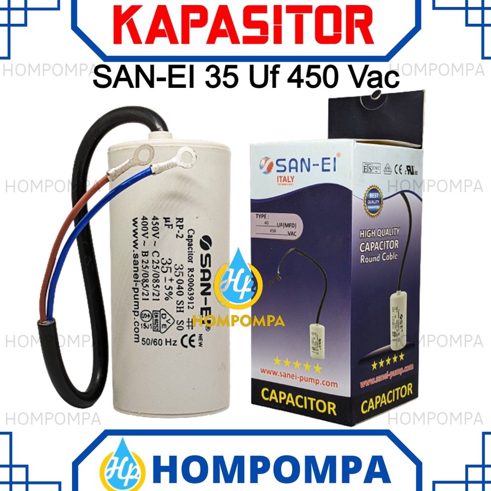 55SALE TERBATAS KAPASITOR CAPASITOR 35uf Mikro 45V SanEi Kondensor Kabel Bulat 35 UF MFD  SPAREPART 