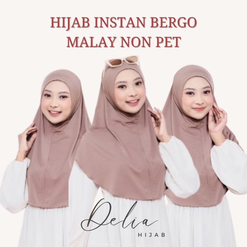 Hijab Bergo Non Pet Jersey Premium Terbaru | Hijab Non Pet Jersey Premium | Hijab Non Pet Instan Mal