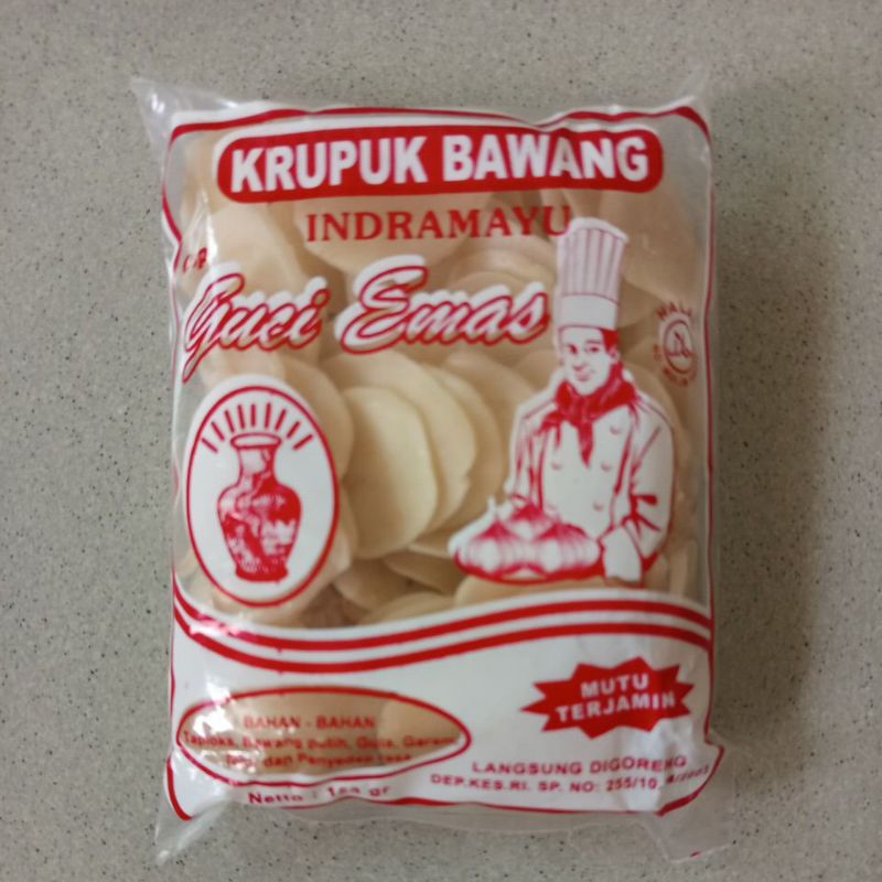 

KERUPUK BAWANG SUPER KHAS INDRAMAYU CAP GUCI EMAS MUTU TERJAMIN