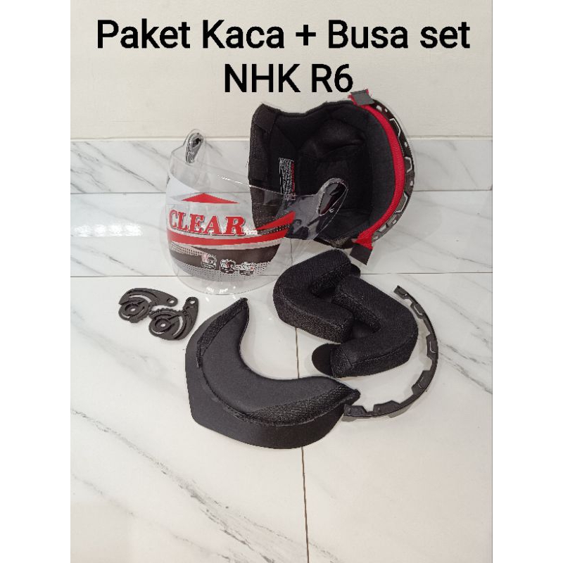 Paket Kaca Helm NHK R6 + Busa spon daleman Helm NHK R6 All Series