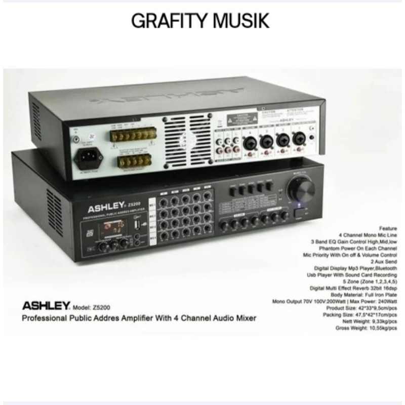 Power Amplifier Ashley Z5200 Professional Power Amplifier Ashley Z 5200 Original