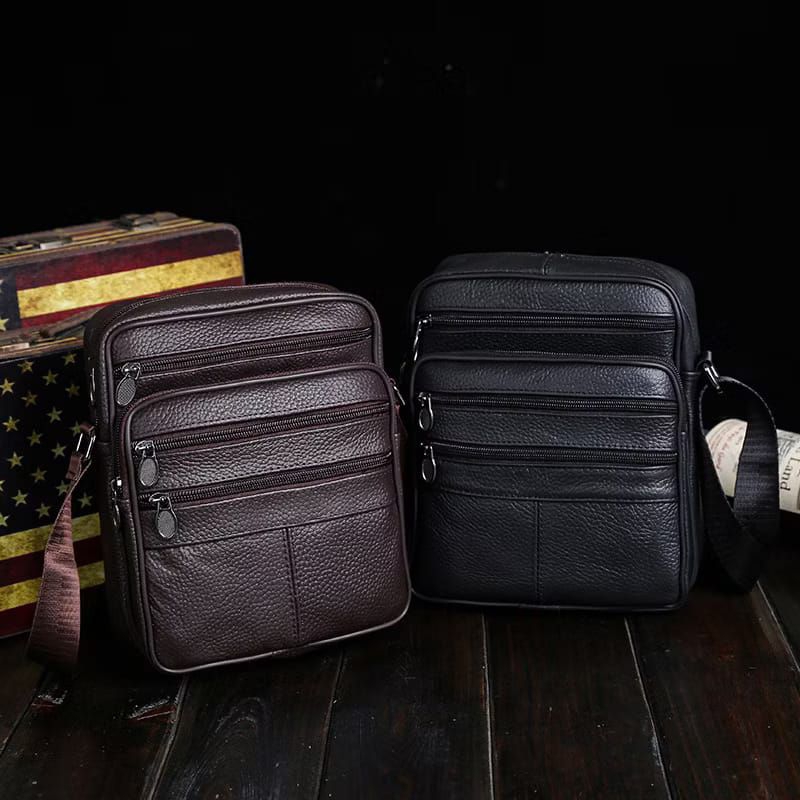 Tas bahu Selempang Pria Kulit Sapi asli import Kerja Kantor