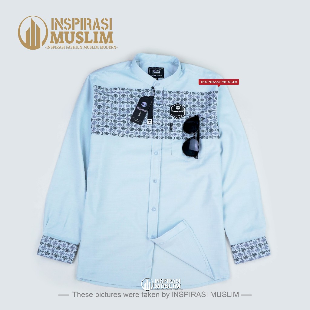 KEMEJA WARNA BIRU LANGIT MOTIF DIDADA KEMEJA DEWASA LENGAN PANJANG KEMEJA KOKO