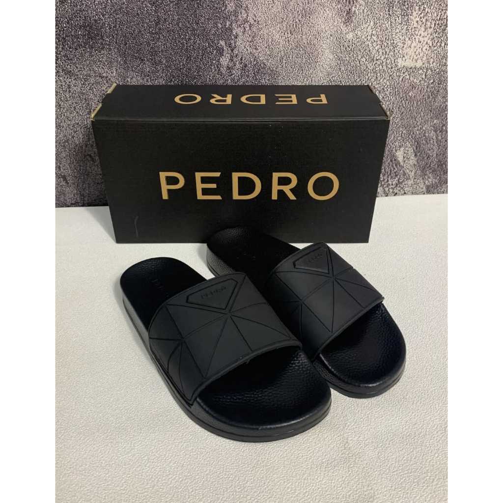 Sendal/Sendal Slide/Sendal Pria Murah Terlaris Original Import PEDRO Blacktoblack Limited