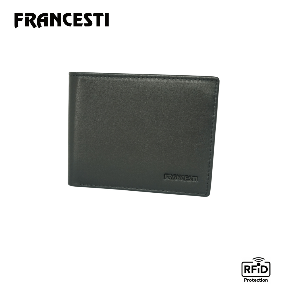Francesti Dompet Pria RFIDGenuine Leather 160 Black Genuine Leather RFID Protection