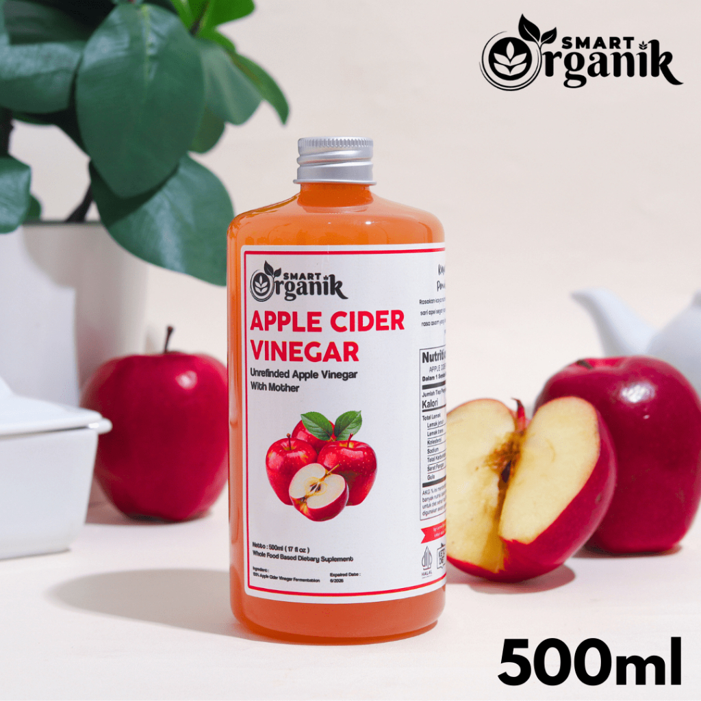 

Cuka Apel Murni Organik 500ml /Apple Cider Vinegar With Mother / Diet Detoks Perawatan Wajah Alami
