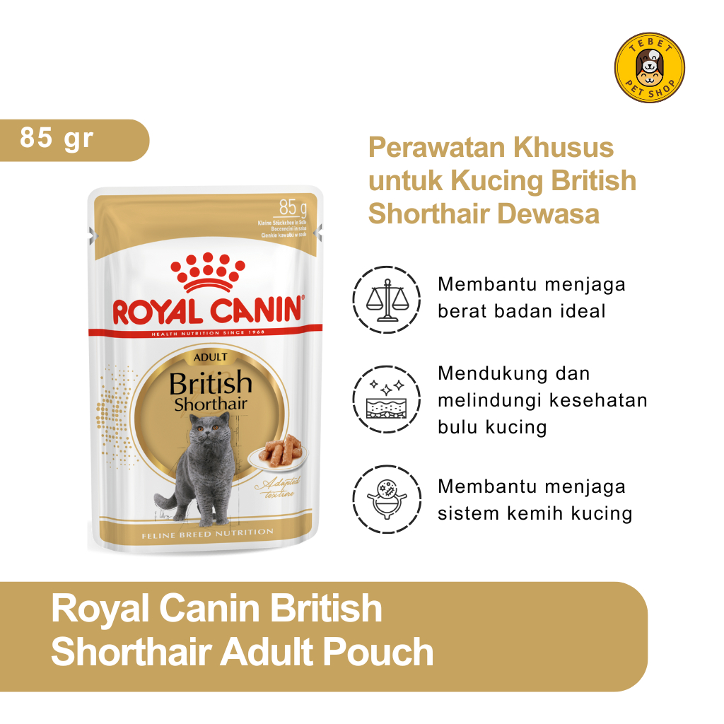 ROYAL CANIN ADULT BRITISH POUCH 85GR MAKANAN BASAH KUCING BRITISH SHORTHAIR ORIGINAL