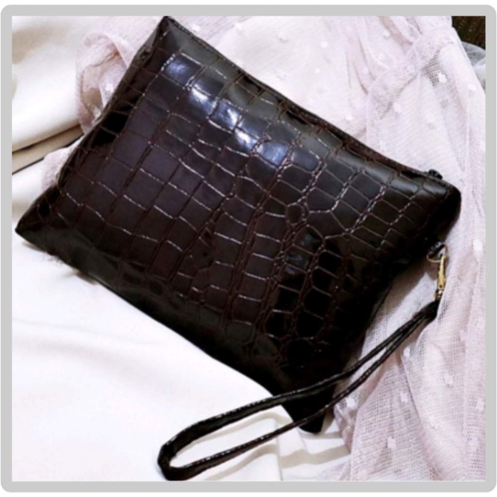 Pouch Croco Resleting 1 Ruang/Pouch Uang dan Hp/Pouch Makeup