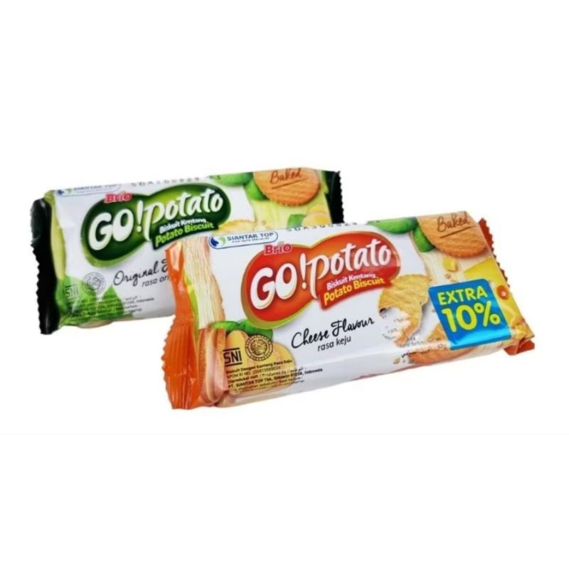 

Brio Go! Potato Biskuit Kentang rasa Original 56gr cheese 42gr keju biscuit cracker renyah crispy makanan ringan