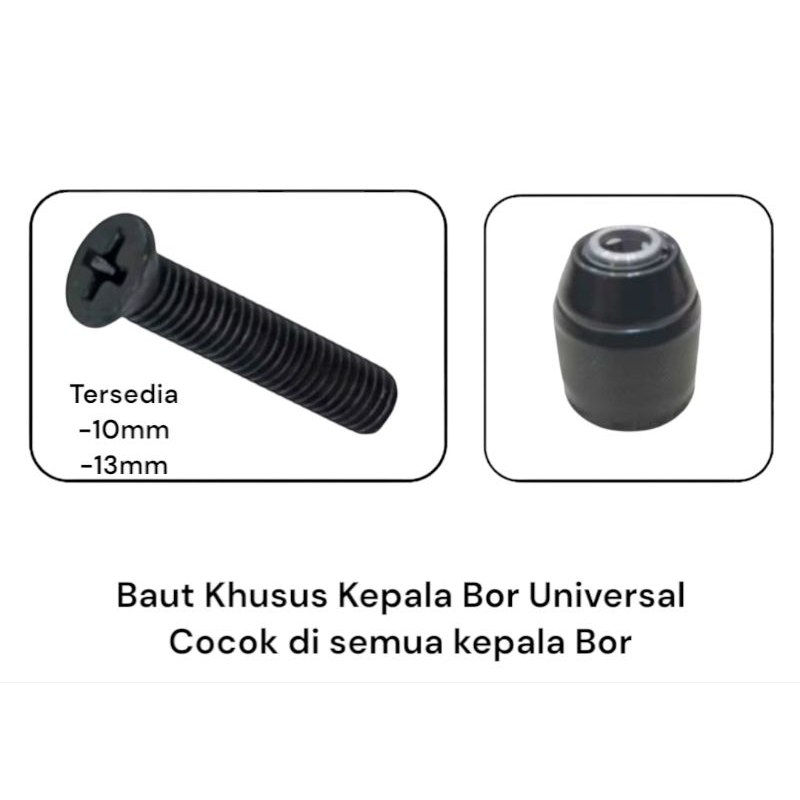 JHTeknik Baut Khusus Kepala Bor 10mm,13mm Universal cocok Semua Merk/Baut Kepala Bor 10mm,13mm