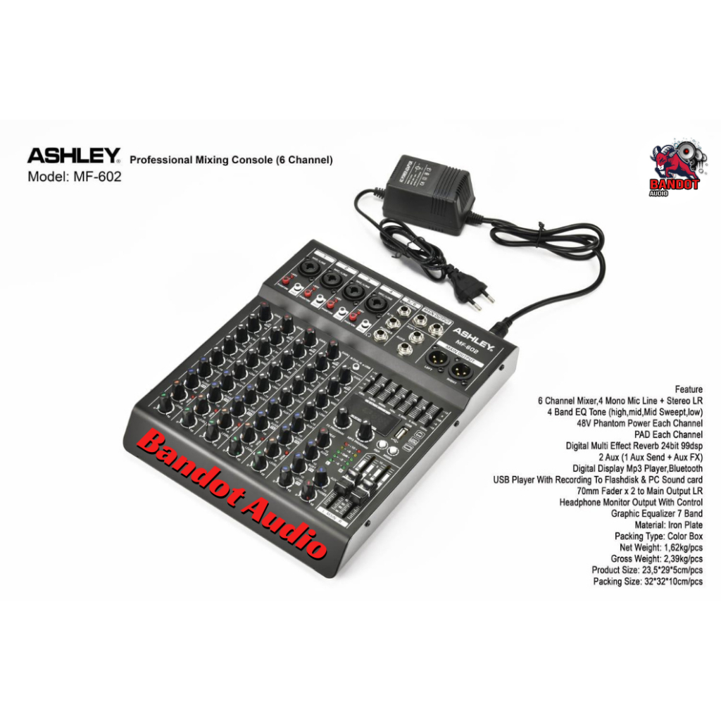 MIXER AUDIO ASHLEY MF602 MF 602 ORIGINAL