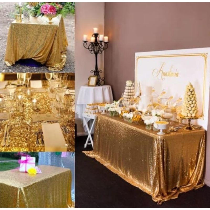 Kain Sequin Gold Background Kain Seribu Payet Foto Video Taplak Party Pesta Event Bagus Mewah