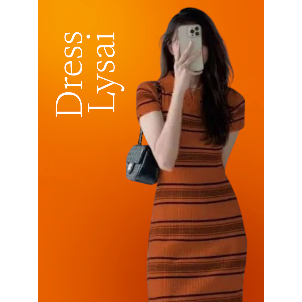 DRESS RAJUT LISAI STRIP KERAH POLO SALUR KNITWEAR PREMIUM QUALITY