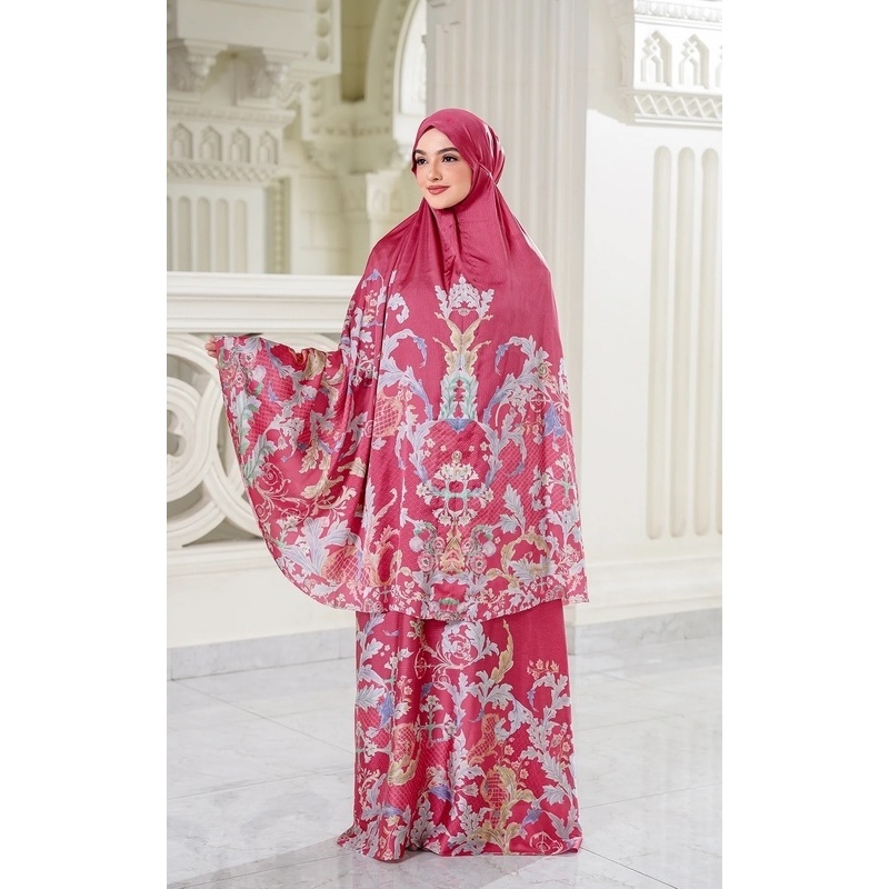Buttonscarves - Royale - Grandeur Prayer Robe - Pink Yarrow / Mukena Elegant