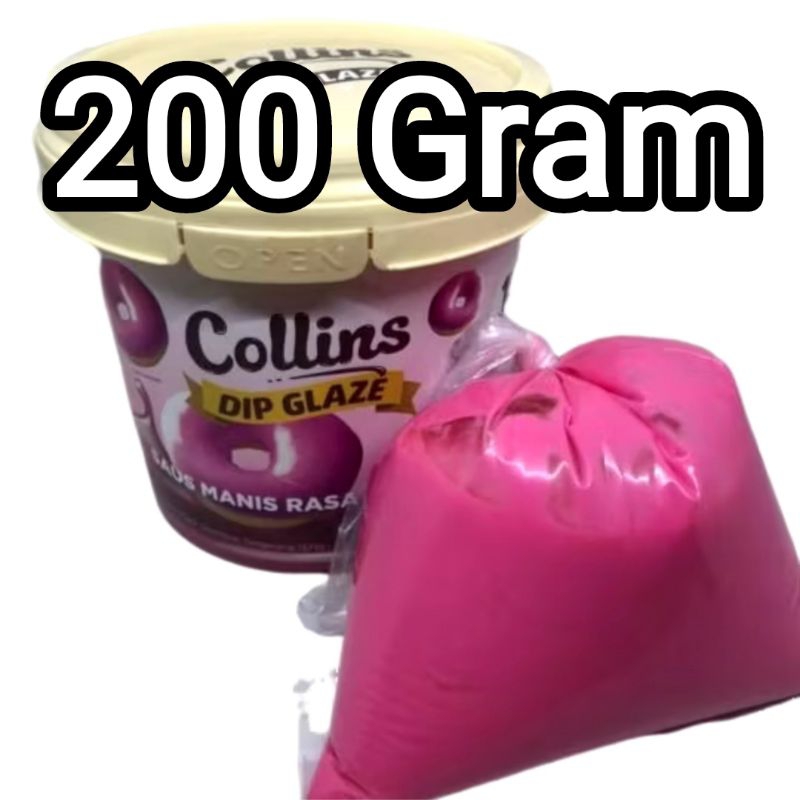 

Collins Dip Glaze Strawberry repack plastik 200gran selai olesan topping donat