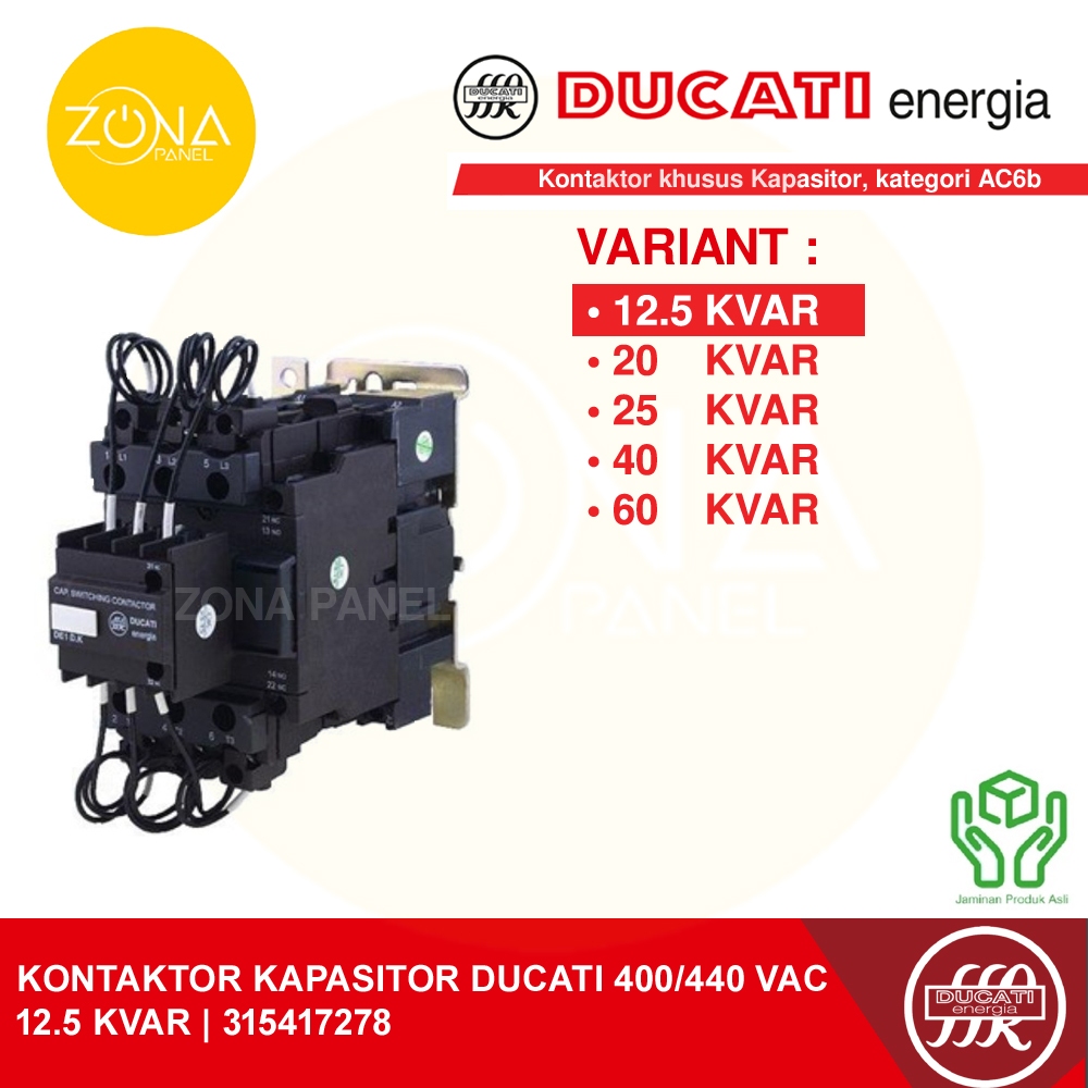 CONTACTOR FOR CAPASITOR KONTAKTOR KAPASITOR DUCATI 12.5KVAR 12.5 KVAR 400/440VAC 315417278