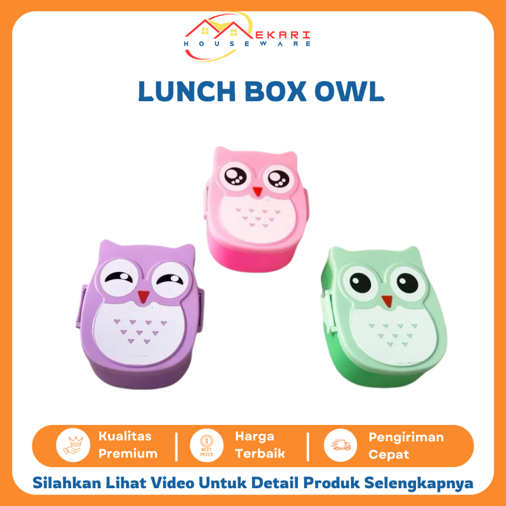 OWL Box Tempat Bekal Anak Lucu - Lunch Box Burung Hantu untuk Anak TK