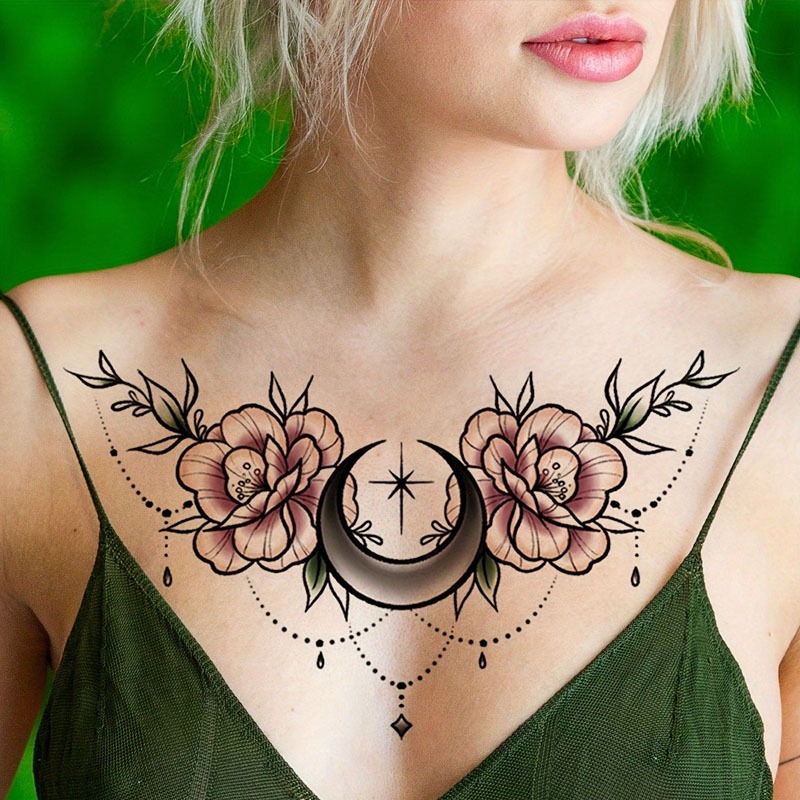 Tato Temporer BC-045 Tattoo Temporary DADA PUNGGUNG Tahan Air Sementara Size Besar 24x13 Cm