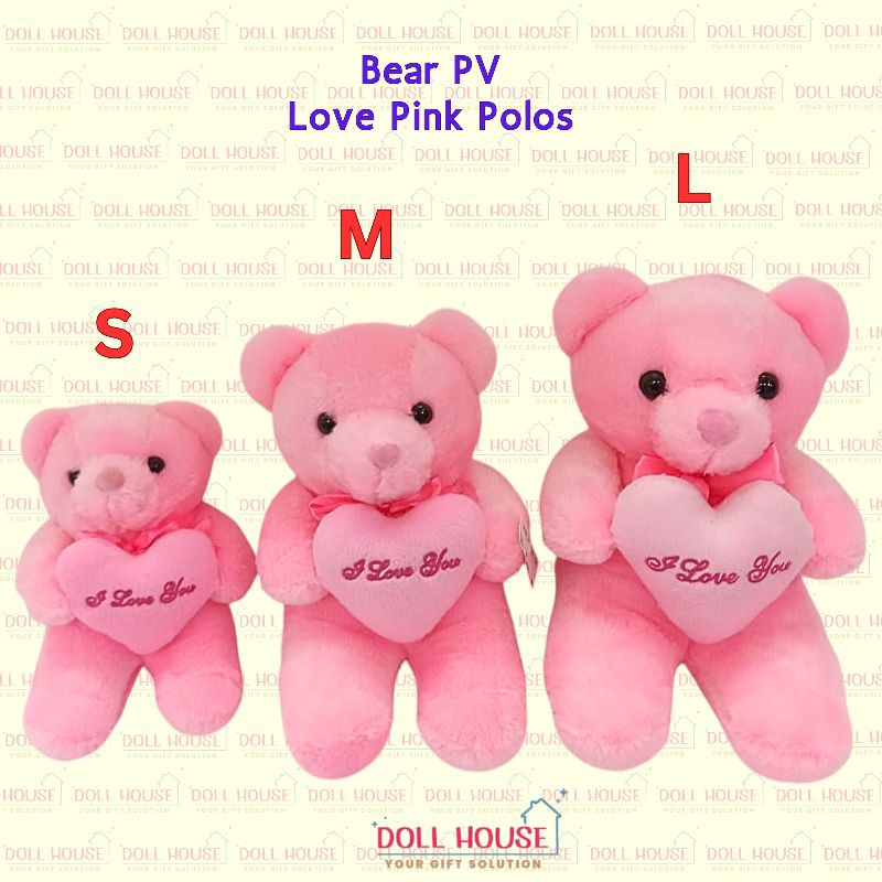 Boneka Beruang Pink / Boneka Beruang Love Pink / Boneka Beruang I Love You / Boneka Teddy Bear Pink