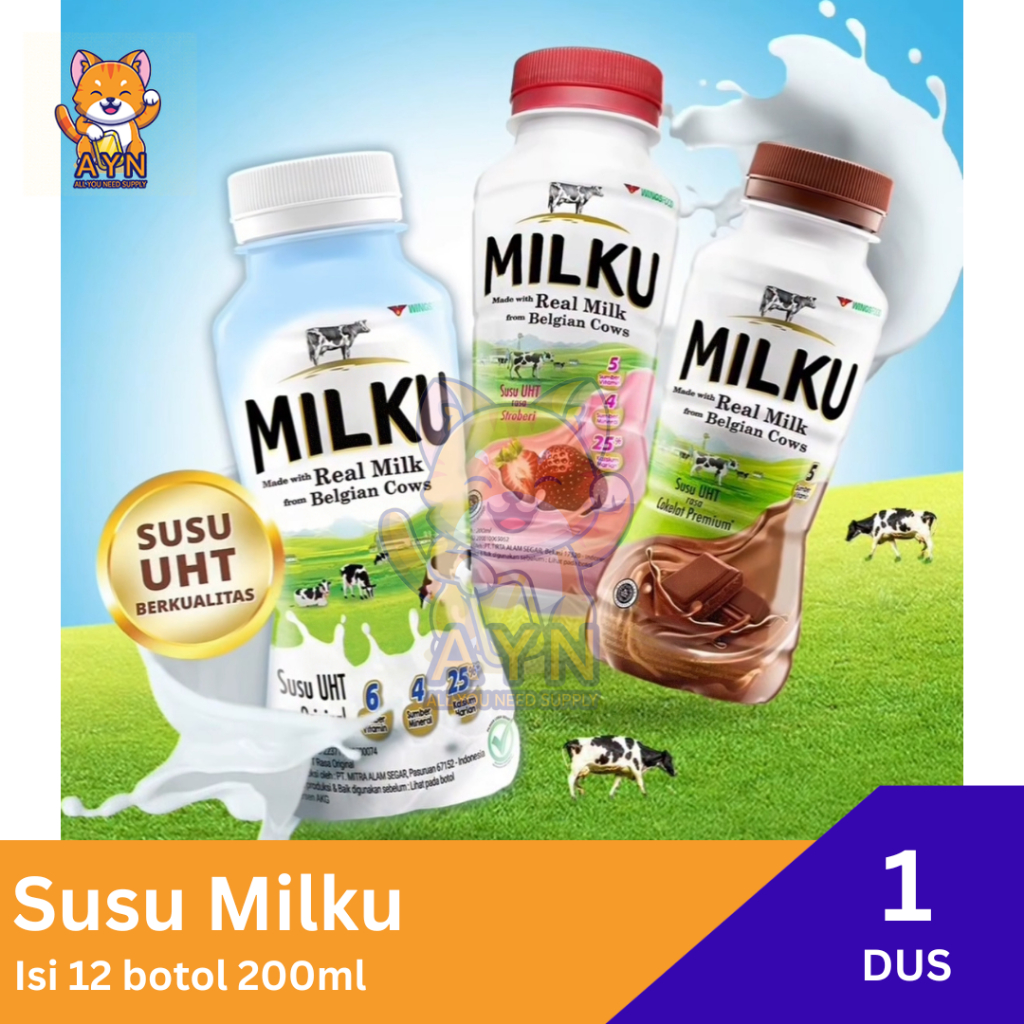 

Susu Milku 200 ml Original | Cokelat | Stroberi [ 1 dus isi 12 botol ]