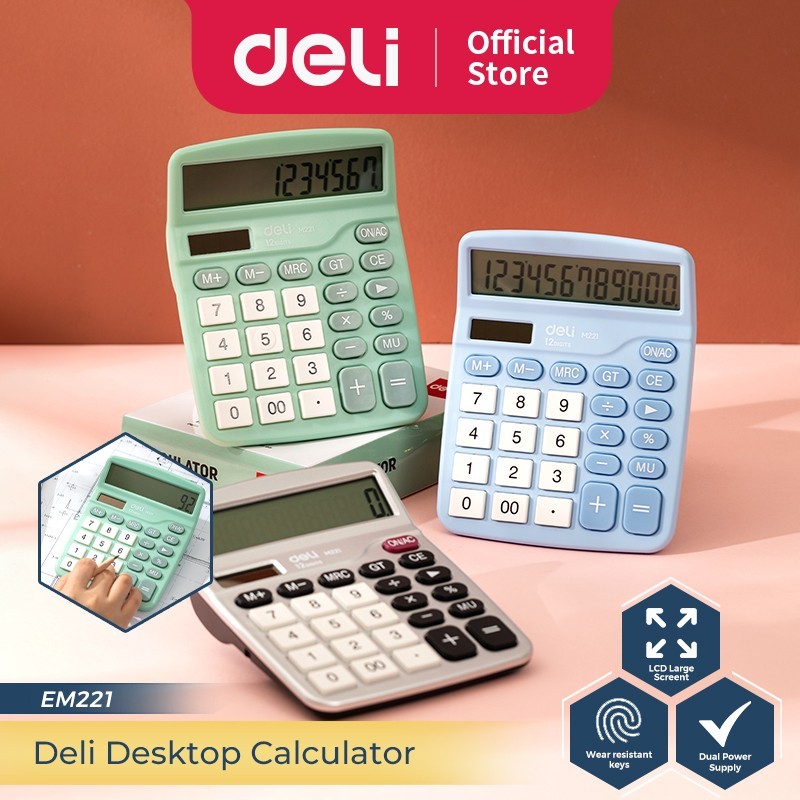 

Deli Kalkulator Meja Desktop Calculator Layar 12 Digit Warna Lucu EM221 Akurat
