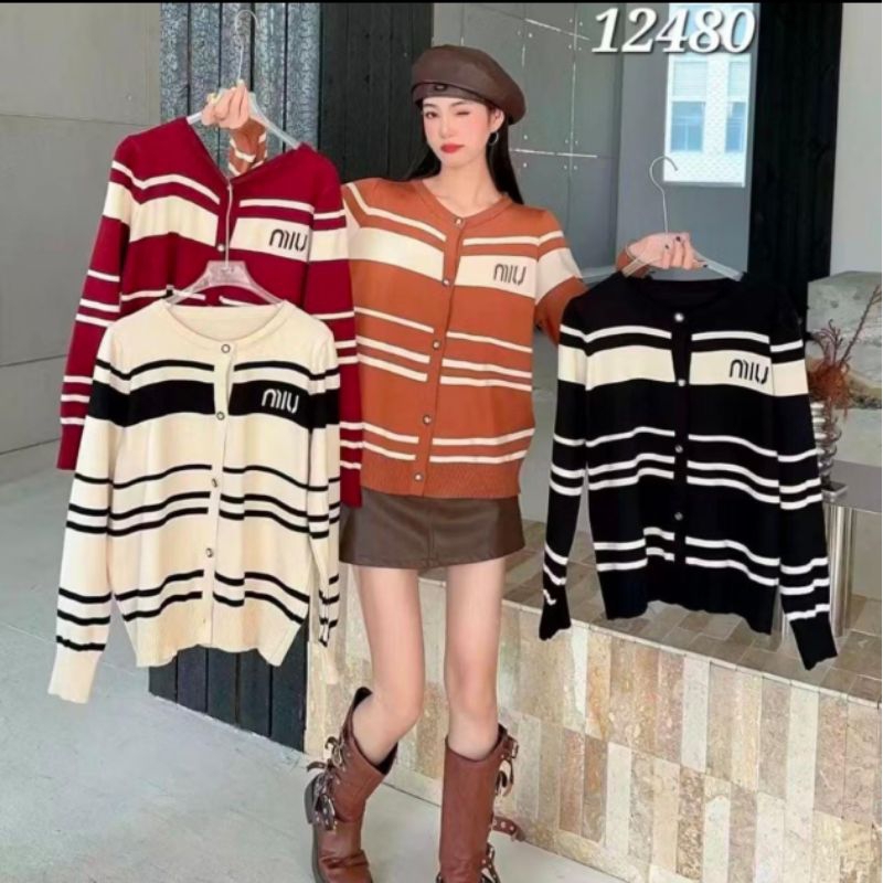 CARDI RAJUT AWAN MIUMIU BKK (COKLAT)