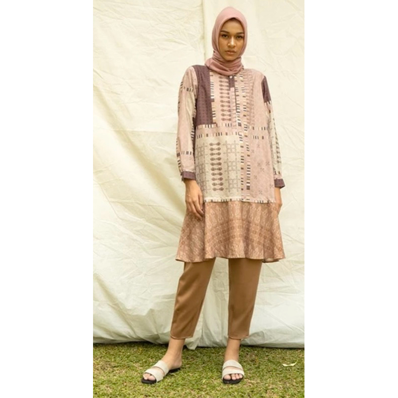 Pink Printed Arisha Tunic Size XL Ria Miranda x Prana Cotton ink PRELOVED