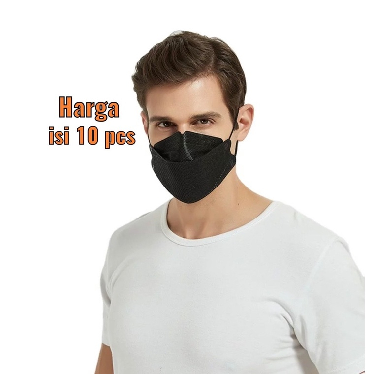 YTS  Masker KF94 isi 10pcs Anti Debu Anti Asap KF-94 Warna Hitam / Putih Bungkus Plastik Unisex Pria