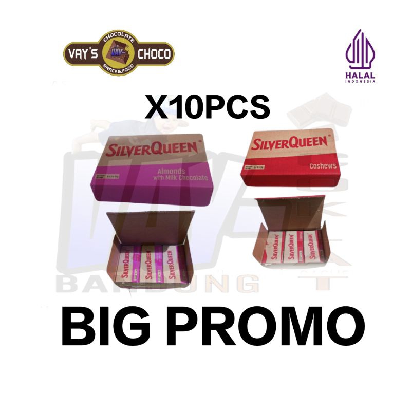 

silverqueen 22gr kecil bok X10pcs cashew & almond 2026
