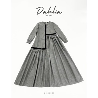 Dahlia Dress Warna Abu, Dusty, Baby Blue Bahan Katun Oxford Premium Gamis Muslimah Syar'i by Zisheer