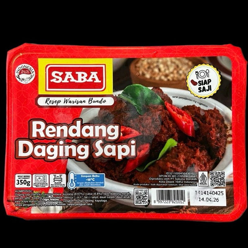 

Rendang Daging Sapi Saba Lauk Matang Beku