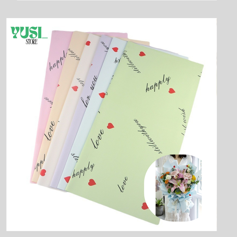 

Isi 20 LEMBAR Kertas Buket Kado Bunga Motif Love Dekorasi Pesta Florist Flower Paper Wrapping Cellophane KB090