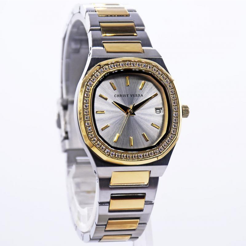 100% original  jam Christ Verra Casual Women's Watches CV 919566L-13 SLV Silver Gold