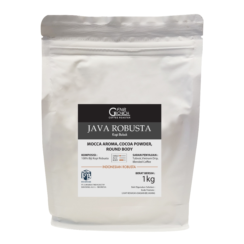 

Java Robusta Medium to Dark Roast Coffee - Kopi Robusta 100% Asli FNB Grovich