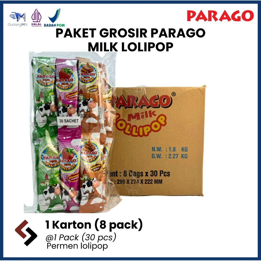 

PARAGO MILK LOLIPOP | PAKET GROSIR 1 KARTON=8PACK
