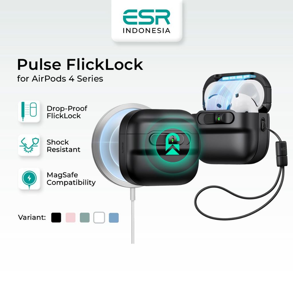 ESR Pulse FlickLock Case HaloLock for AirPods 4 Pelindung Airpods Case Casing AirPods 4 Magsafe
