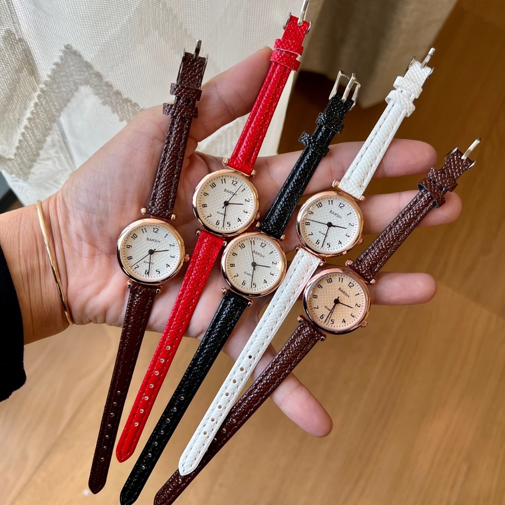 Jam Tangan Wanita Tali Kulit Pu Leather Glossy Jam Tangan Wanita Kulit Kecil Barsh 04