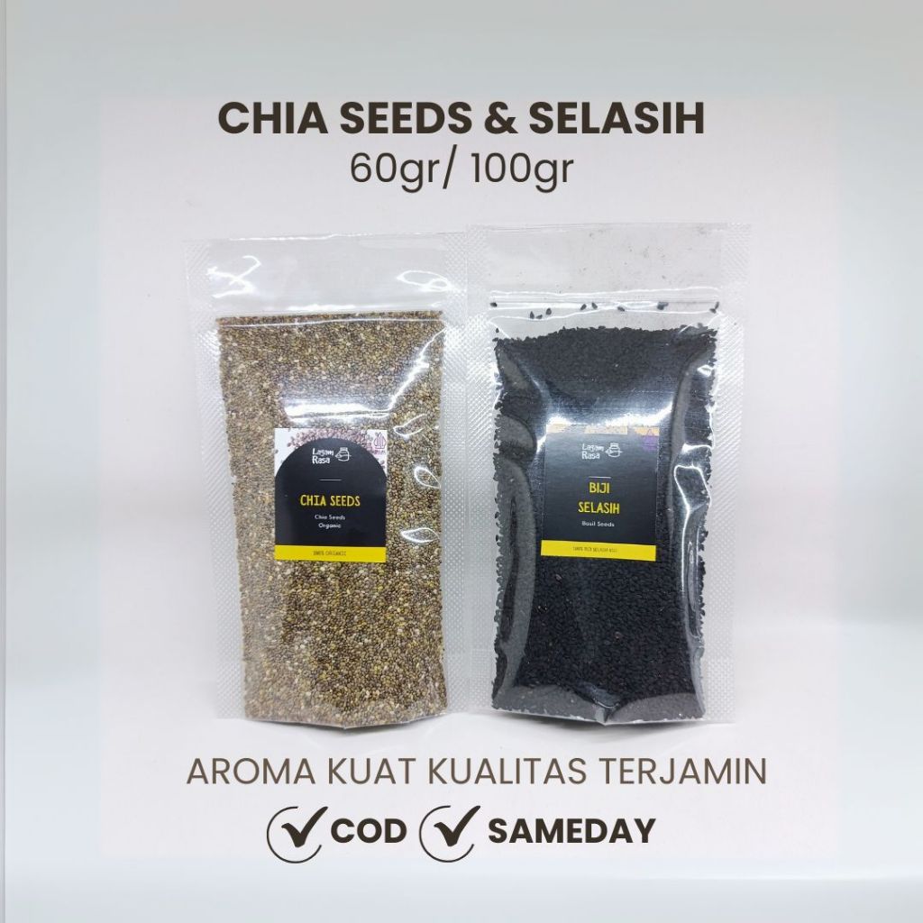 

Lagam Rasa - Chia Seeds | Biji Selasih | Basil seeds 60gr 100gr