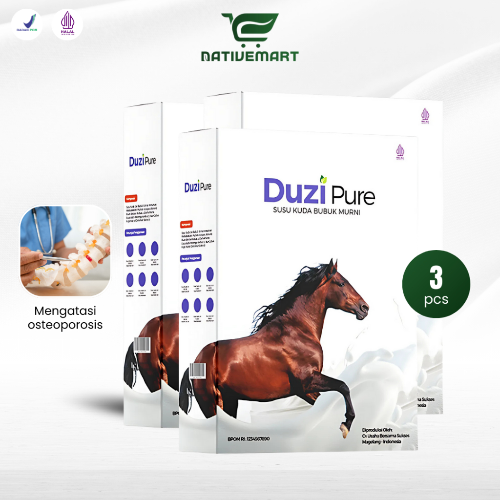 

Duzi Pure 3 Box Susu Kuda Liar Lombok Bubuk Murni Herbal 200 Gram