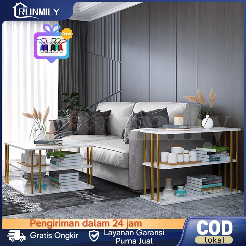 ⭐COD&Garansi⭐Meja Sofa Meja Samping Sofa Meja Sudut Ruang Tamu Marble Side Table European Style Warn