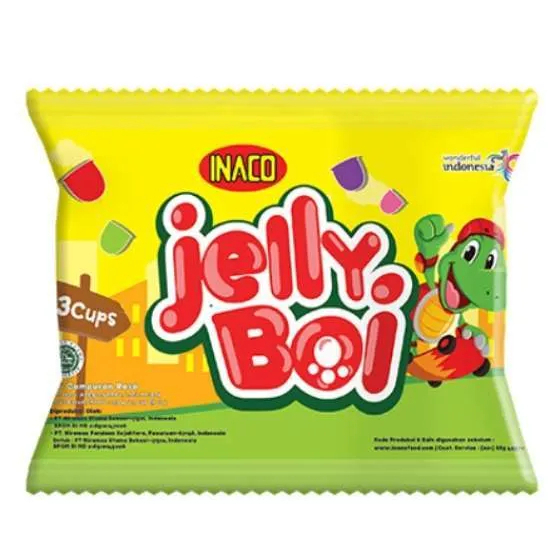 

Inaco Jelly Boi Netto 33 Gram isi 3 Pcs Makanan Ringan Snack Cemilan Anak Jeli Agar Puding Pudding Grosir Murah