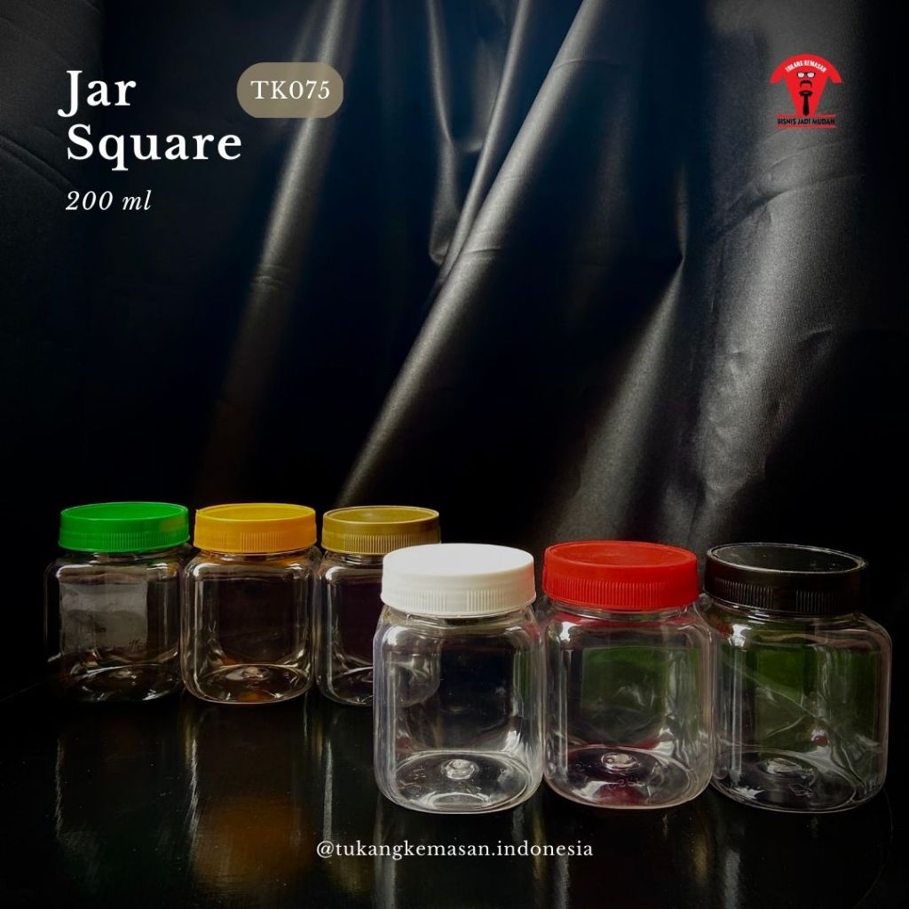 (1 Bal Isi 100 pcs) Jar Kotak 200 ml / Jar Square / Toples Plastik Coklat