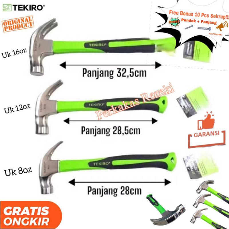 TEKIRO PALU KAMBING ORIGINAL 8oz / 12oz / 16oz WITH MAGNET CLAW HAMMER PALU KAMBING CONGKEL CUNGKIL 