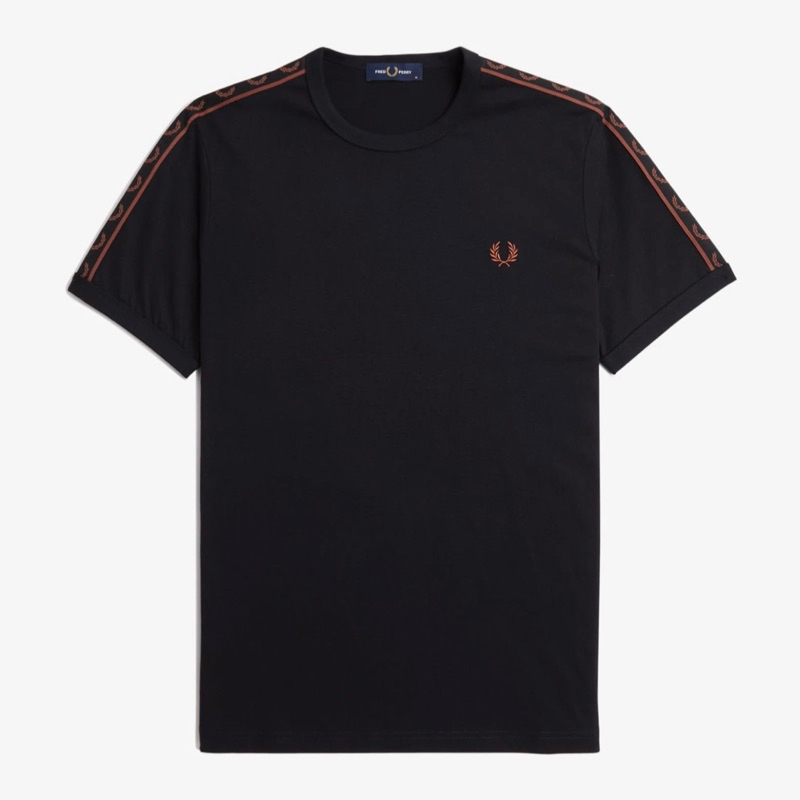 Fred Perry M4613 X56 Contrast Ringer Taped Tshirt In Black / Brown
