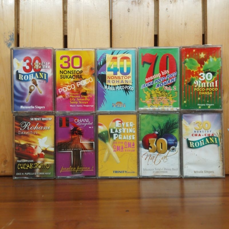 KOLEKSI 10 KASET PITA MUSIK LAGU ROHANI KRISTEN DAN LAINNYA