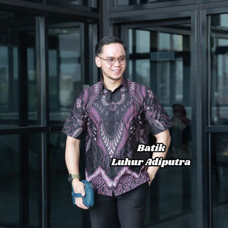 Sekti ungu kemeja batik pria furing katun premium Luhur Adiputra